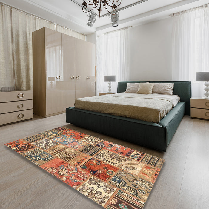 Machine Washable Contemporary Sienna Brown Rug in a Bedroom, wshcon2982