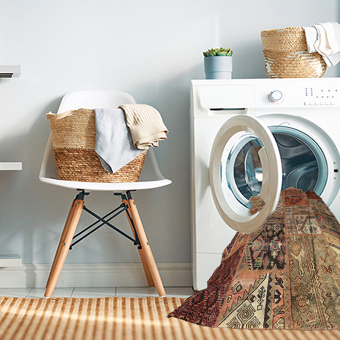 Machine Washable Contemporary Dark Sienna Brown Rug in a Washing Machine, wshcon2983