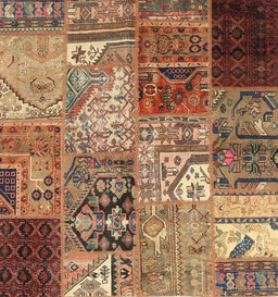 Contemporary Dark Sienna Brown Patchwork Rug, con2983