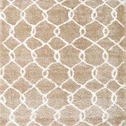 Square Contemporary Wheat Beige Trellis Rug, con2984