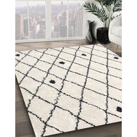 Contemporary Antique White Beige Trellis Rug, con2985