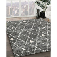 Contemporary Dark Gray Trellis Rug, con2987