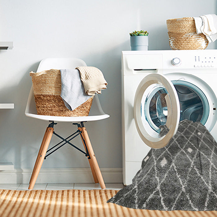 Machine Washable Contemporary Dark Gray Rug in a Washing Machine, wshcon2987