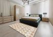 Contemporary Wheat Beige Trellis Rug in a Bedroom, con2988