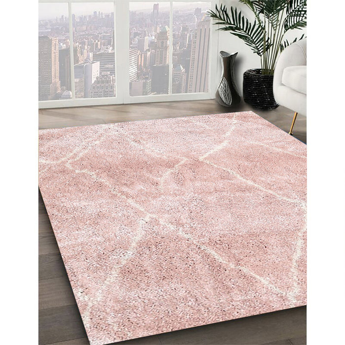 Machine Washable Contemporary Light Red Pink Rug in a Family Room, wshcon2990