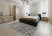 Contemporary Dark Gray Trellis Rug in a Bedroom, con2993