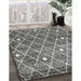 Contemporary Dark Gray Trellis Rug in Family Room, con2993