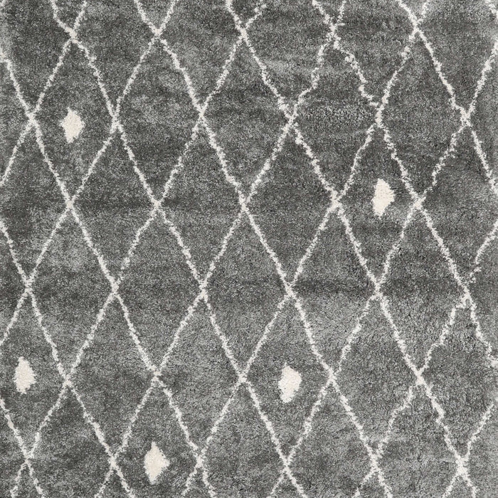 Contemporary Dark Gray Trellis Rug, con2993