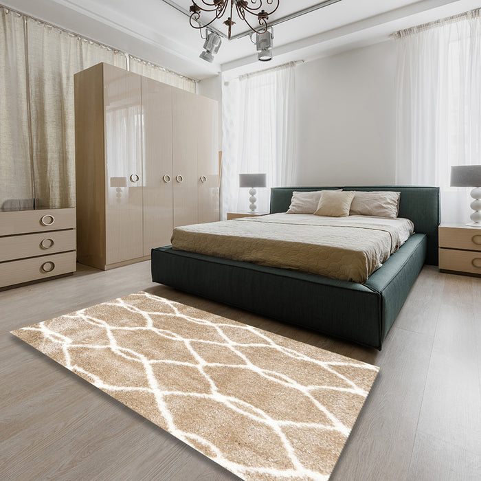 Machine Washable Contemporary Wheat Beige Rug in a Bedroom, wshcon2994