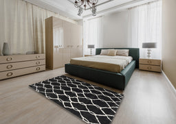 Contemporary Cloudy Gray Trellis Rug in a Bedroom, con2995