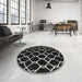 Round Contemporary Cloudy Gray Trellis Rug in a Office, con2995