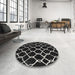 Round Machine Washable Contemporary Cloudy Gray Rug in a Office, wshcon2995