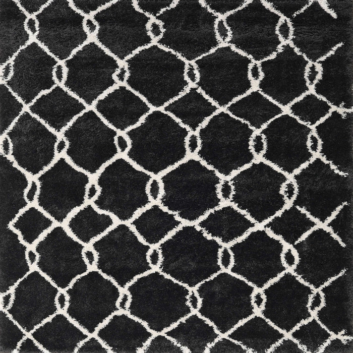 Square Contemporary Cloudy Gray Trellis Rug, con2995