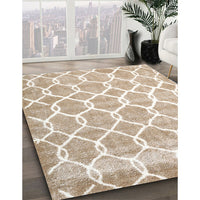 Contemporary Camel Brown Trellis Rug, con2996