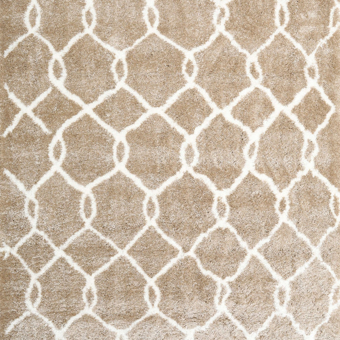 Contemporary Camel Brown Trellis Rug, con2996