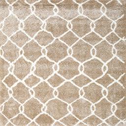 Square Contemporary Camel Brown Trellis Rug, con2996