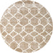 Sideview of Contemporary Camel Brown Trellis Rug, con2996