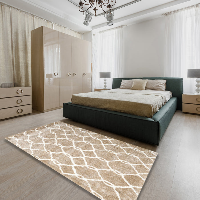 Machine Washable Contemporary Camel Brown Rug in a Bedroom, wshcon2996