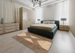 Contemporary Dark Sienna Brown Modern Rug in a Bedroom, con299