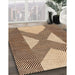 Contemporary Dark Sienna Brown Modern Rug in Family Room, con299