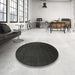 Round Machine Washable Contemporary Charcoal Black Rug in a Office, wshcon29