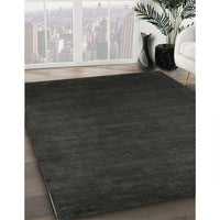 Contemporary Charcoal Black Modern Rug, con29