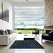 Square Contemporary Dark Blue Grey Blue Abstract Machine Washable Rug in a Living Room, wshcon2