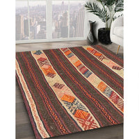 Contemporary Brown Red Modern Rug, con3000