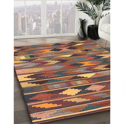 Machine Washable Contemporary Brown Red Rug in a Family Room, wshcon3001