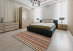 Contemporary Dark Sienna Brown Modern Rug in a Bedroom, con3002