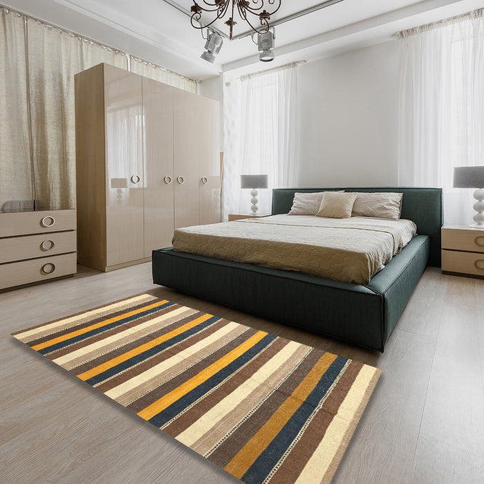 Contemporary Reddish Brown Modern Rug in a Bedroom, con3005