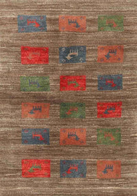 Machine Washable Contemporary Brown Red Rug, wshcon3008