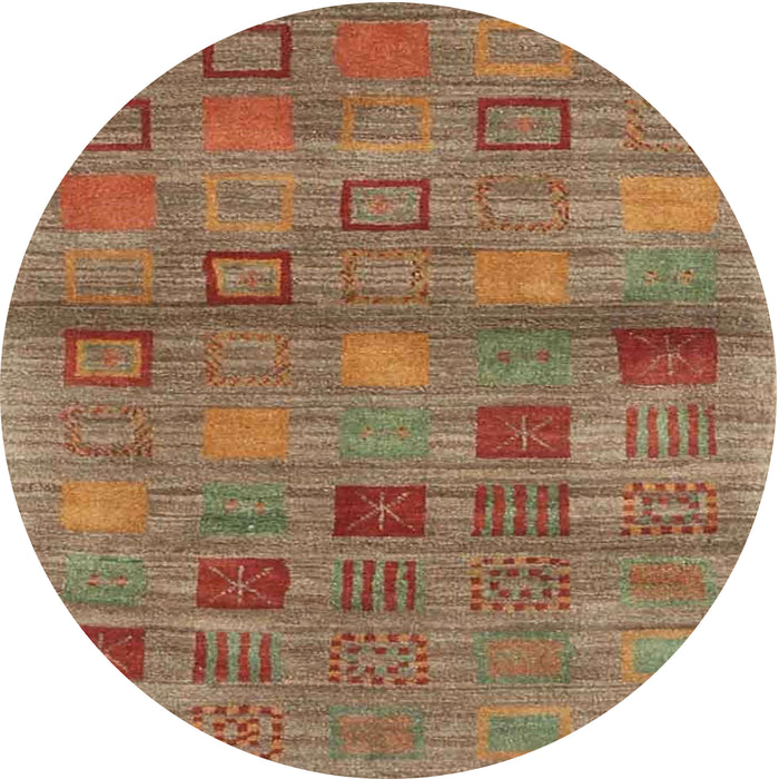 Square Machine Washable Contemporary Orange Brown Rug, wshcon3009