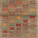 Square Contemporary Orange Brown Modern Rug, con3009