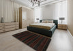 Machine Washable Contemporary Black Brown Rug in a Bedroom, wshcon300