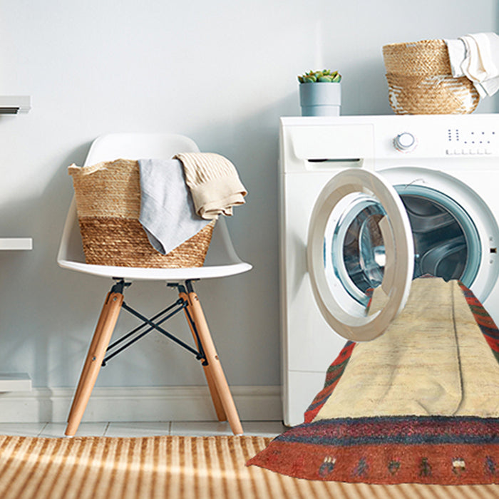 Contemporary Sun Yellow Abstract Machine Washable Rug in a Washing Machine, wshcon3010