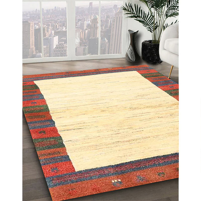 Contemporary Sun Yellow Modern Rug in Family Room, con3010