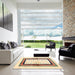 Square Contemporary Dark Almond Brown Abstract Machine Washable Rug in a Living Room, wshcon3011