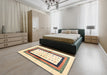 Contemporary Dark Almond Brown Abstract Machine Washable Rug in a Bedroom, wshcon3011