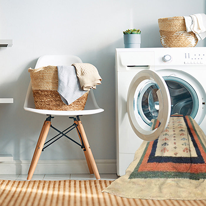 Contemporary Dark Almond Brown Abstract Machine Washable Rug in a Washing Machine, wshcon3011