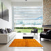 Square Contemporary Orange Red Modern Rug in a Living Room, con3012