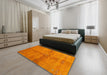 Contemporary Orange Red Modern Rug in a Bedroom, con3012