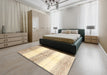 Contemporary Khaki Gold Modern Rug in a Bedroom, con3013