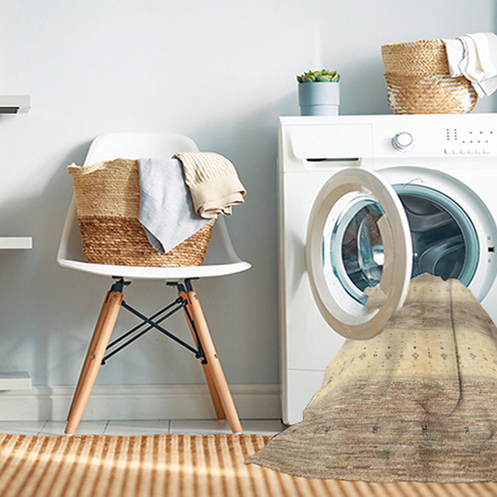 Machine Washable Contemporary Khaki Gold Rug in a Washing Machine, wshcon3013