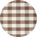 Sideview of Contemporary Dark Gold Brown Checkered Rug, con3014