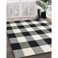 Contemporary Light Black Checkered Rug, con3015