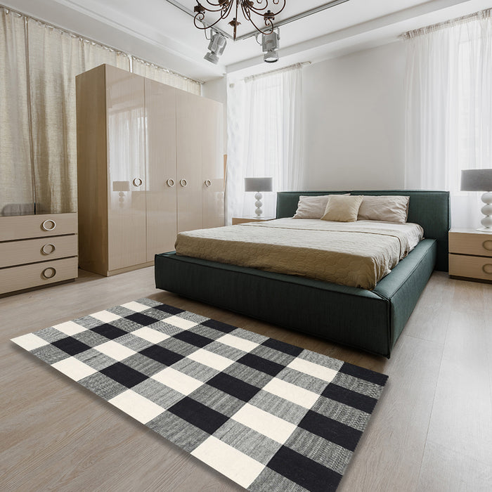 Machine Washable Contemporary Light Black Rug in a Bedroom, wshcon3015