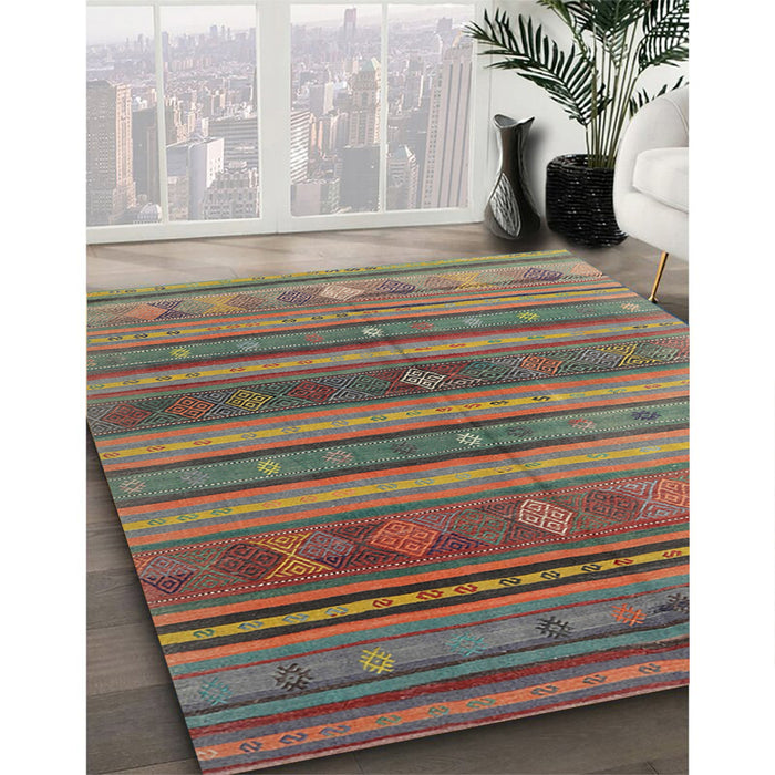 Machine Washable Contemporary Khaki Green Rug in a Family Room, wshcon3017