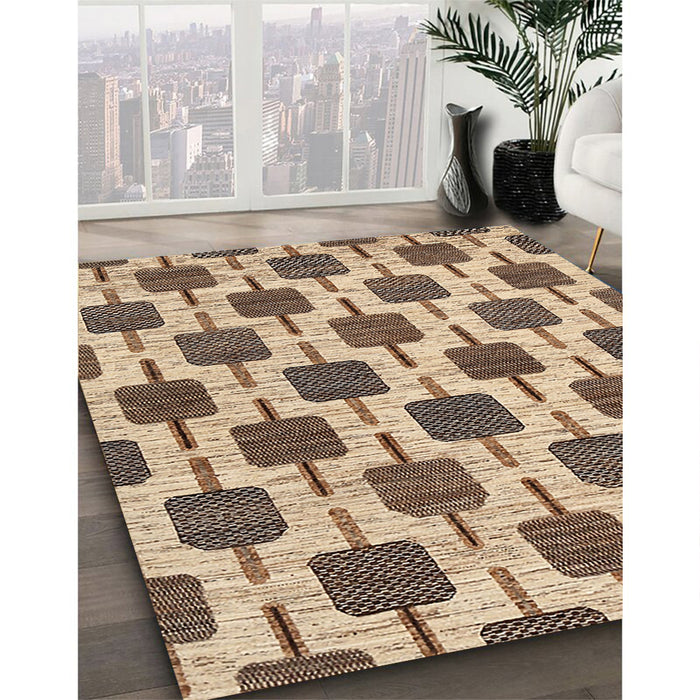 Contemporary Brown Modern Rug in Family Room, con301