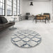 Round Machine Washable Contemporary Silver Gray Rug in a Office, wshcon3020